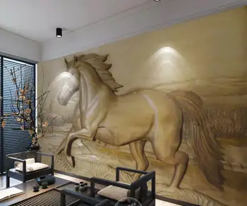 20 Ozadje po Meri 3D Relief Konj Teče Proti Umetnosti Steno stensko Dnevna Soba, Spalnica Ozadje
