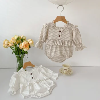 Baby Pomlad Obleko Dekleta Dolgo sleeved igralne obleke Eksotičnih Malo Cvetje Princesa Hlače Plezanje Novorojenčka