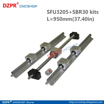 CNC Deli Nastavite SFU3205 950mm 37.40 v + SBR30 950mm Železniškega SBR30UU blok BK25/BF25 Koncu Podporo+RM3205 Matica stanovanj 14 mm*20 mm spojnik