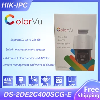 HIK 4MP Mini ColorVu PT IP Dome Kamera DS-2DE2C400SCG-E SD Card Slot Vgrajen Mikrofon in Zvočnik CCTV Surveillacne IP Kamere