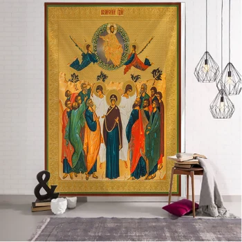 Jezus In Njegovi Učenci Tapiserija Boho Stenski Dekor Hipi Steni Visi Wandkleed Mandala Psihedelični Tapiserija, Wal