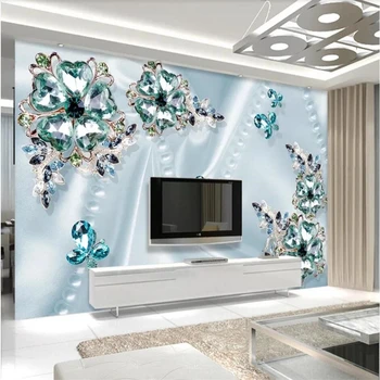 Ozadje po meri 3d photo zidana plemenito krasen zeleno kristalno cvet 5d stereo TV ozadju stene papirja 9d steno papirjev doma dekor