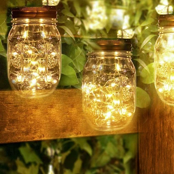 LED Sončne Pravljice Mason Jar Luči za Zunanjo Stranko Poročni Vrt Dekor Svetilke