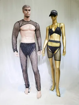 Black diamond peneče ribja mreža bikini bo ustrezala ženski DJGOGO plesna predstava obleka