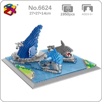 PZX 6624 Živalski Svet morski Pes, Delfinov, Kitov Ribe Ledeno Morje, Reke 3D Mini Diamond Bloki, Opeke Stavbe Igrača za Otroke Darilo št Polje