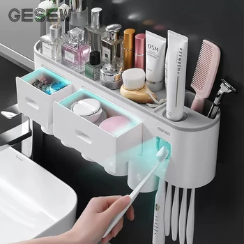 GESEW Wall-mounted Magnetno Držalo za zobno Ščetko nepremočljiva zobna pasta Squeezer Za Wc Samodejno Razpršilnik Kopalniške Opreme