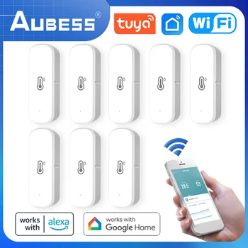 AUBESS Tuya WiFi Temperatura Vlažnost Senzor Doma Povezan Termometer Združljiva S Pametnimi Življenje Alexa Google Pomočnik