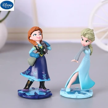 2 kos/veliko Disney risanke Dejanje Igrača Številke Dekle Torta Okraski, Zamrznjeno, Elsa, Ana Nastavite Risanka Igrače