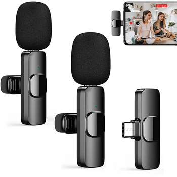 Brezžični Lavalier Mikrofon, Audio Video Snemanje Mini Mic Za iPhone, iPad, Android Laptop Žive igre na Srečo Mobilni Telefon Mikrofon