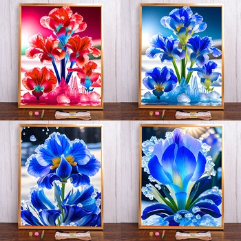 Cvetje Blue Iris Natisnjeni Navzkrižno Šiv DIY Vezenje Popoln Komplet za Pletenje Hobi Needlework Obrti Različnih Dom Dekor Paket