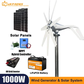 1000W Wind Turbine Generator Prosta Energija Za Dom Z MPPT Krmilnik Inverter solarnimi Baterija 12V 24V Vetrnica Generator