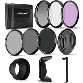 Neewer 58MM Strokovno UV CPL FLD Objektiv Filter+ND Nevtralni Filter(ND2/ND4/ND8) Accessory Kit za Canon Rebel/EOS Fotoaparat