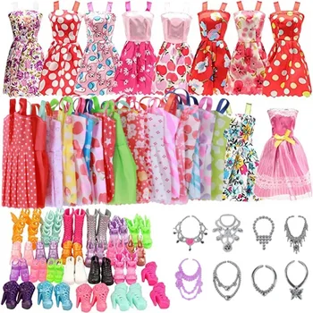 10Pcs/Set Barbies Punčko Oblačila Dodatki Obutev, Obleko Večer, Stranka, Sušilniki za Obleko Za Barbies Lutka Naša Generacija Dekle je Igrača