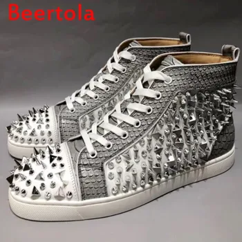 Beertola 2019 Casual Moški Čevlji Pravo Usnje Mešane Barve, Konice Ulični Stil Modni Fantje Kovice Krog Toe Chaussures Moški