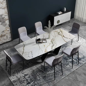 Italjanskih skrilavca jedilno mizo Sodobnih in enostavnih gospodinjskih majhnih pravokotne Nordijska luksuzni marmorja jedilna miza