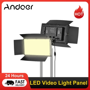 Andoer LED Video Luč Profesionalno Fotografijo Lahka Plošča 3200-5600K z Barndoor za Živo Pretakanje Video Konference Ličila