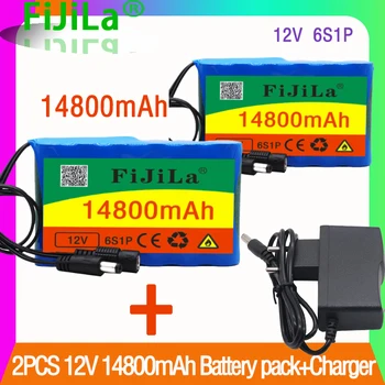 100% Originele 12V Batterij 14.8 Ah 18650 Oplaadbare Litij-Ionska Batterij Capaciteit Dc 12,6 V 14800Mah Cctv kamera Zaslon