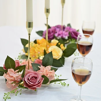 2023 20 cm Lepa Rose Peony Umetne Svile Cvetja Venec za Svečnik Šopek Doma Stranka Poroka Dekoracija