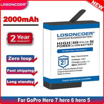 LOSONCOER AHDBT-501 Za GoPro Hero 7 Junak 6 Junak 5 Črni Baterija Za Go Pro Hero7 6 Hero5 Črna Kamera Baterija