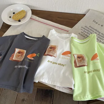 Otroci Oblačila Otroci Vrh 2023 Dekleta Pomlad in Poletje Novi korejski Slog Svoboden T Shirt Tiskanje Priložnostne Preprost Svoboden Otroci Majica
