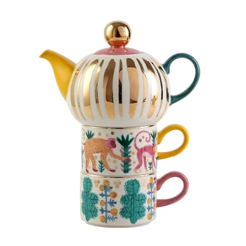 Ročno Poslikane zlato ena pot dve skodelici angleški popoldanski čaj nastavite skodelico kave ustvarjalno darilo Chaozhou keramični lonec Nastavite teacup