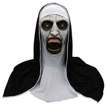 1 Pc Nuna Grozljive Maske, Cosplay Valak Strašno Latex Maske S Headscarf Full Face Čelado Halloween Kostume