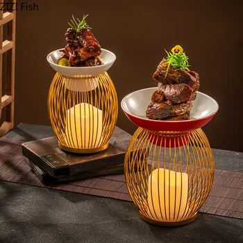 Ustvarjalne Luč Ploščo Kitajski Restavraciji Reheatable Glavna Jed Keramične Plošče z Ogrevanje Peči Domači Kuhinji Okrogle Posode