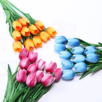 5pcs/Šopek Novo Silikonsko Tulipanov Umetne Rože Pravi Dotik Ponaredek Šopek rož za Poročna Dekoracija, Cvetje Doma Garen Dekor