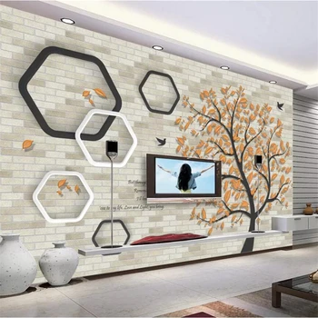 beibehang ozadje po Meri 3d photo zidana mehek minimalistične umetnosti, zlato drevo TV ozadju stene papirjev doma dekor 3d de papel parede