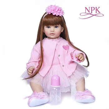 NPK 60 CM Dekle darilo Boneca Prerojeni malčke baby dekle lutka ,Mehko Silikonsko krpo telo, Veren Bebe lutka Prerojena ,