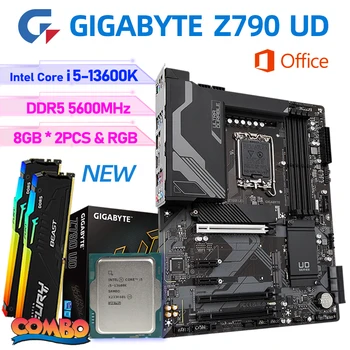 GIGABYTE Z790 UD DDR5 matične plošče, Set Intel Core i5 13600K CPU Kit Kingston D5 5600Mhz 16GB (8GBx2) Desktop Ovni ATX Mainboard