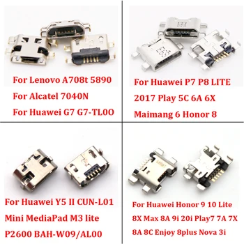10pcs Mikro mini USB Polnjenje prek kabla USB Vrata jack vtičnica Priključek za Huawei G7 Y5 P7 P8 Čast 9 10 Lite Igrajo 5C 6A 6X 7 7A 7X 8A 8C