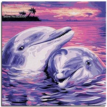 Celotno Diamond Vezenje Diy Diamond Slikarstvo Delfini Živali Dekoracijo Handwork Kristalno Smolo Kvadratnih Vaja Needlework Obrti