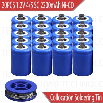 20PCS/veliko Ni-Cd 1,2 V 2200mAh 4/5 SubC pod 4/5SC Baterija za ponovno Polnjenje z Zavihek - Modro Moč orodja baterije