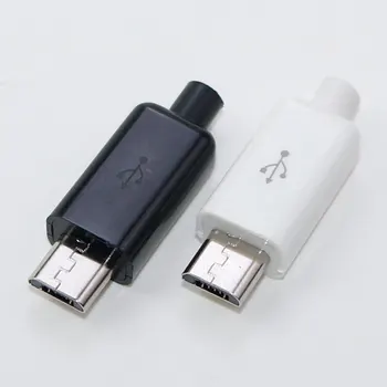 10pcs Micro USB 5PIN Varjenje Tip Moškega Vtikač Priključka za Polnilnik 5P Tip C USB Plinski priključek za polnilnik 4 v 1 Bela Črna