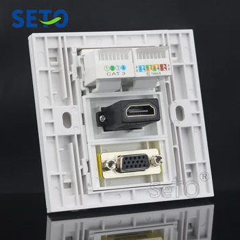 SeTo 86 Tip VGA Projektor + Cat3 Telefon + Cat5e Omrežje + 2.0 HDMI Zid Plošča Socket Keystone Faceplate