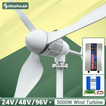 SMARAAD Horizontalno Wind Turbine Generator Vetrnica 5000W 48V 3 Rezila Z MPPT Polnilnik Krmilnik in Izven Mreže Inverter Sistem