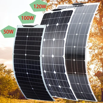 18v Prilagodljiv solarni paneli 50 w 100w 120w solarni balkon fotovoltaična plošča za dom, avto, čoln, avtodom 12v polnilec nepremočljiva
