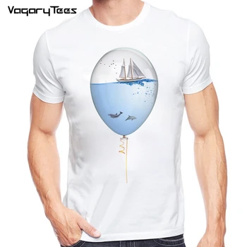 2019 Vroče Ustvarjalne Sealoon T-Shirt za Moške Morju V Balon Natisnjeni T Shirt Poletje Visoko Kakovost Hipster Kul Moški Osnovne Vrhovi Tee