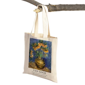 Vintage Van Gogh Oljna Slika, Varovanec Vrečko Tako Stranicami Supermarket Tote Torbico, Modni Umetnosti Priložnostne Ženske Nakupovalne Vrečke Ramo