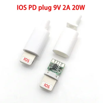 USB C na IOS varjenje Moški vtič priključek z čip odbor 9V 2A 18W DIY 8pin Bliskovito hitro polnjenje plug adpter deli za IPHONE