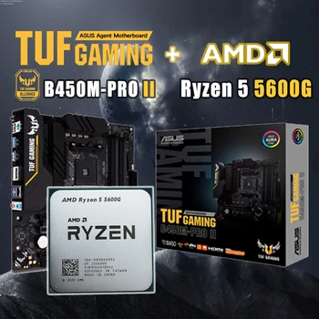 AMD Ryzen 5 5600G R5 5600G CPU + ASUS TUF GAMING B450M PRO II Motherboard bo Ustrezala DDR4 Vtičnico AM4 Vse Nove Vendar Brez Hladilnika