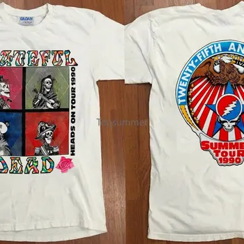 Vroče!! Redki Letnik Grateful Dead Glavo Na Turneji 1990 T Shirt Poletno Turnejo Glave 25. Obletnico Majica Poletni Turneji