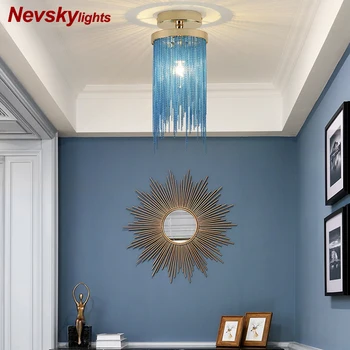 Sodobna stropna luč za bar stropne svetilke jedilnico Preprosta, srebro, zlato modro zeleni slap svetilke Letnik kovinski luči foyer
