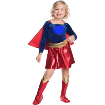 2020 Dekleta Kopalke Supergirl Cosplay Super Sestra Halloween Purim Kostum Za Otroke Stranka Obleko