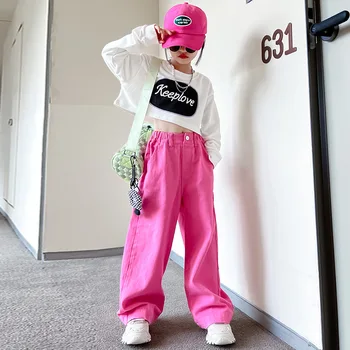 Dekleta Hlače Set 8 10 letih Pomlad Obleko Dveh Kosov Dolg Rokav Vrhovi Moda Priložnostne Teen Oblačila