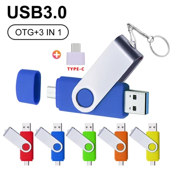 Tip-C Pametni Telefon USB 3.0 pomnilniški ključek 8G 16GB 32GB 64GB 128GB Kovinsko Pero Pogoni 256GB po Meri LOGO Memory Stick Visoke Hitrosti