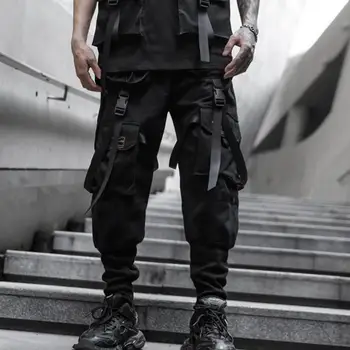 2021 Mens priložnostne trakovi techwear tovora hlače z veliko žepi človek harajuku letnik punk harem hlače hip hop hlače