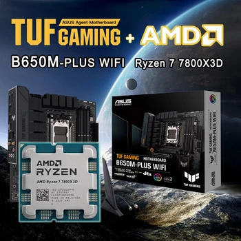 Novi AMD Ryzen 7 7800X3D R7 7800X3D CPU+ASUS TUF GAMING B650M PLUS WIFI Motherboard M-ATX AMD B650 DDR5 Pomnilnika, Reža za AM5