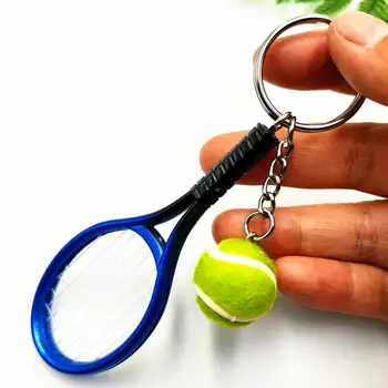 1pcs Simulacije Mini Tenis Lopar Žogo Keychain Obesek Vrečko Key Ring Športi Ključnih Verige trgovina s Spominki, Darila, Dodatki